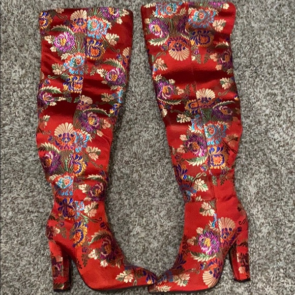 Shoes - Fun red boots over the knees never worn